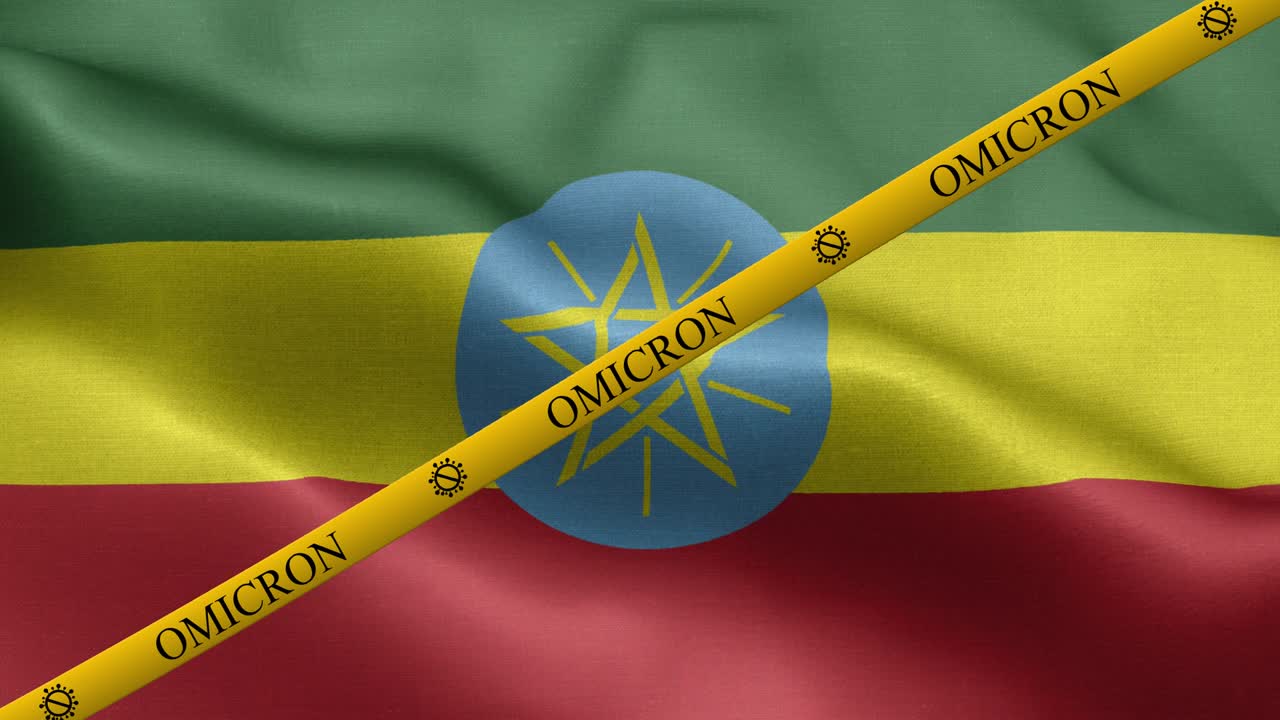 variante omicron y franja de prohibición en la bandera de etiopía