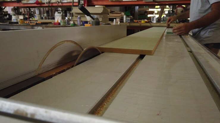 In the Woodshop Cutting Multiplex to be able to build a banch, droar, closet, table