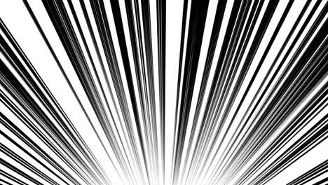 material cómico japonés. línea de velocidad, línea de efecto, línea de concentración. animación de bucle de línea concentrada de dibujos animados. marco de velocidad de manga. líneas radiales blancas y negras. alta velocidad.