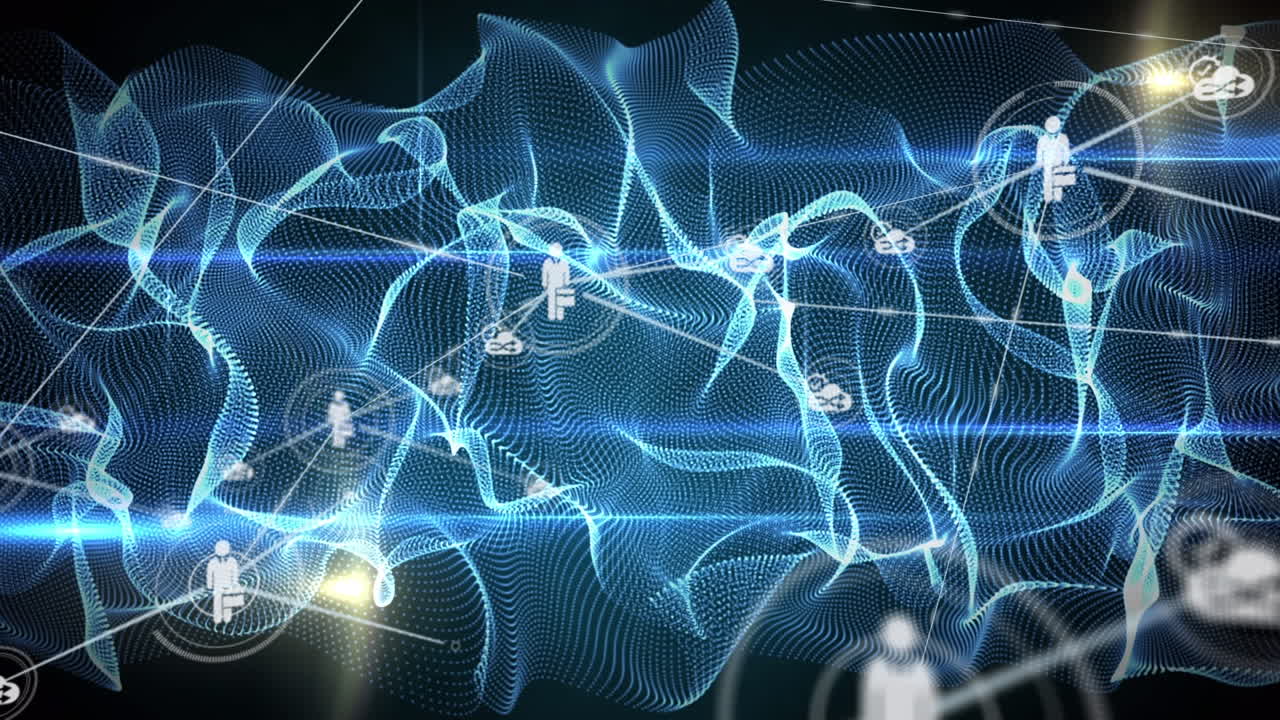 animación de la red de conexiones sobre fondo negro