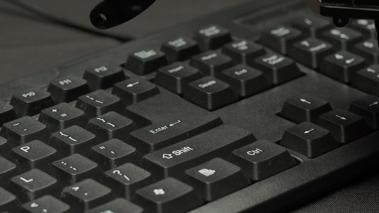 로 팔 이 키보드 에 키 를 누르고 있다