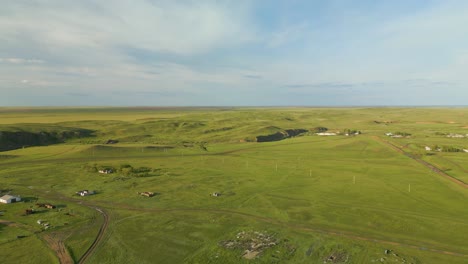 rural landscape with vast green fields - aerial shot