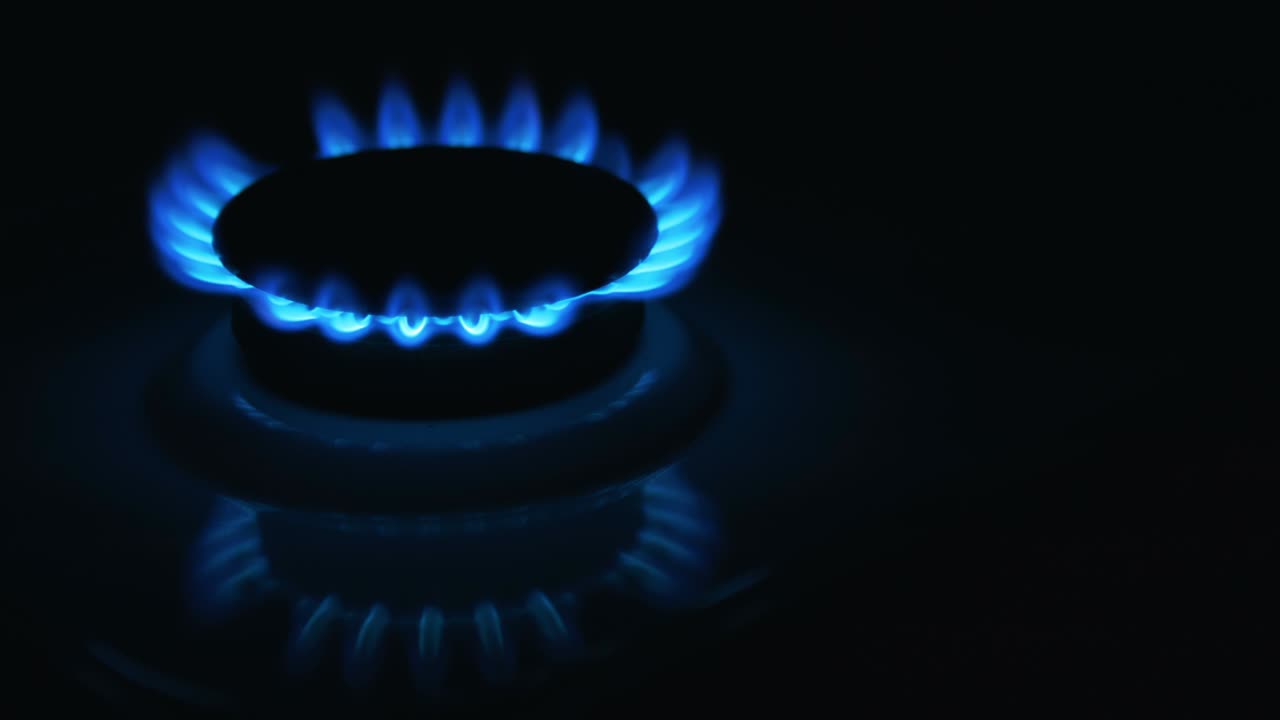 어 속에서 파란색 가스 스토브