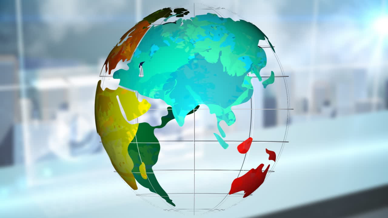 animación del globo sobre el paisaje urbano