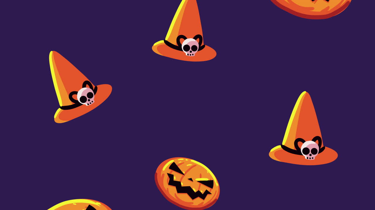호박 패턴으로 해피 할로윈 애니메이션