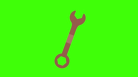 icon of a wrench tool on a green screen in 4k