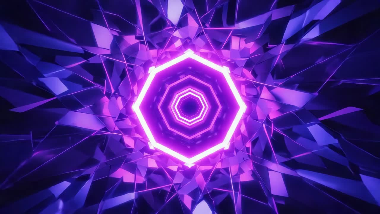 Abstract Neon Octagonal Tunnel