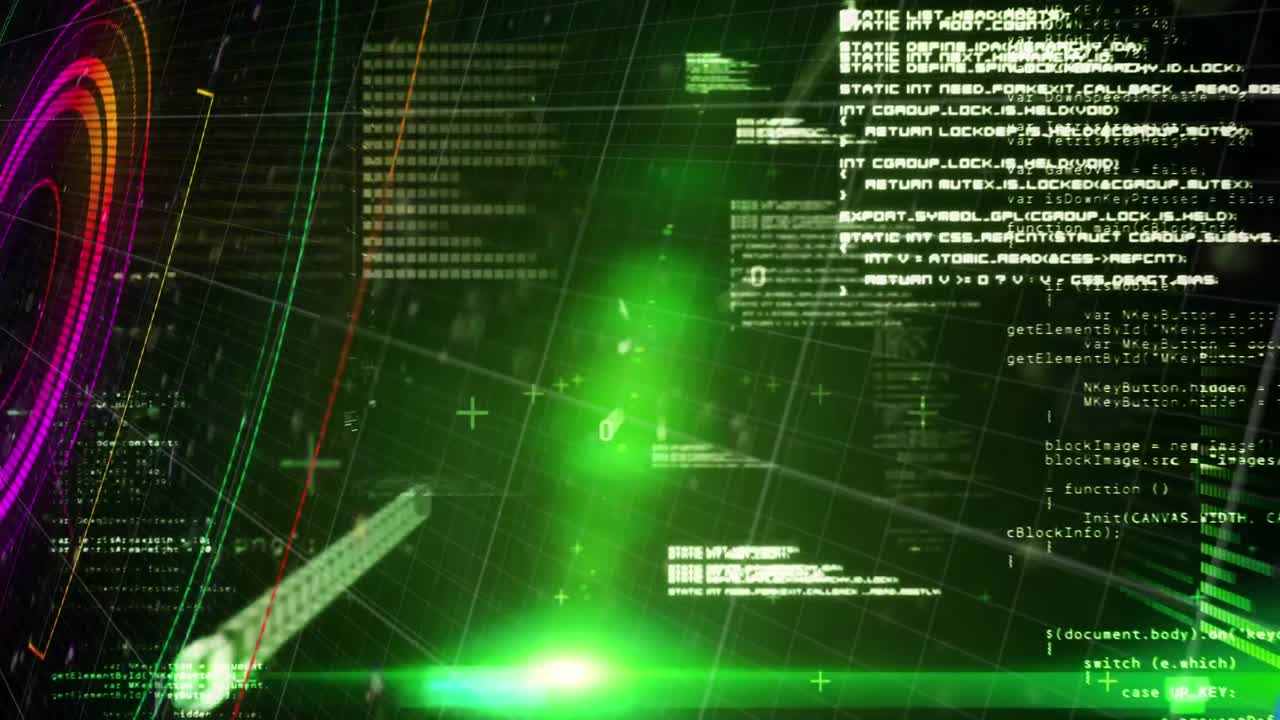 Animation of scope scanning and data processing on green background