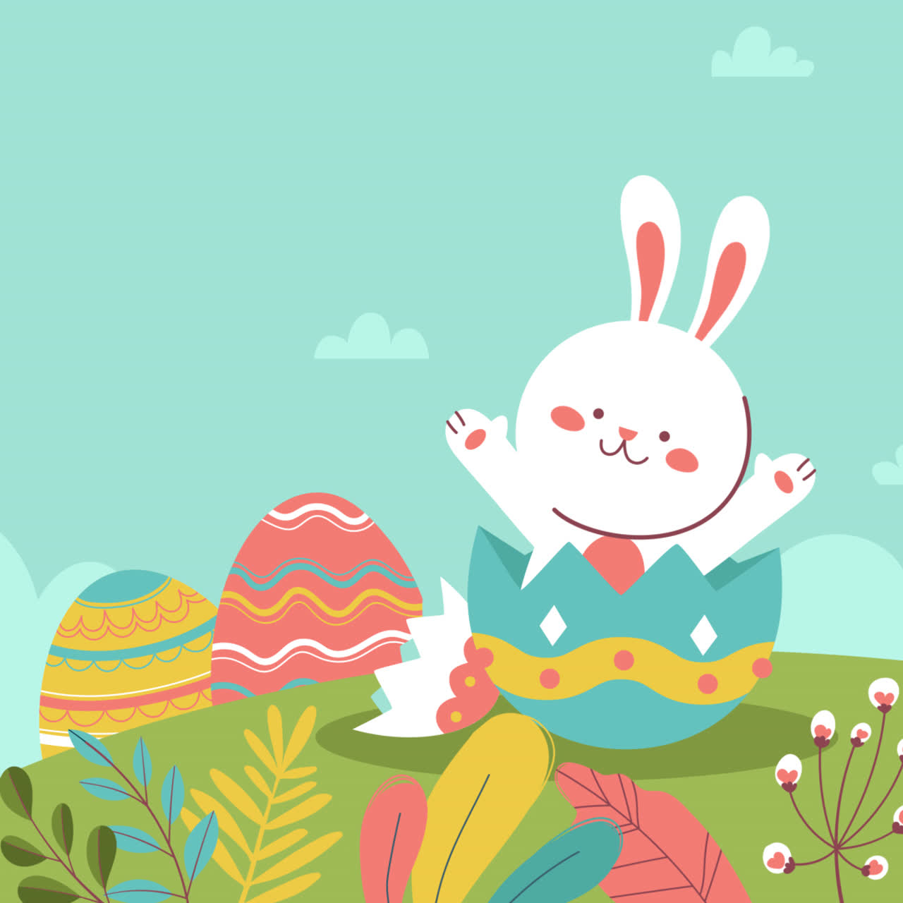 lindo conejito de pascua en un huevo