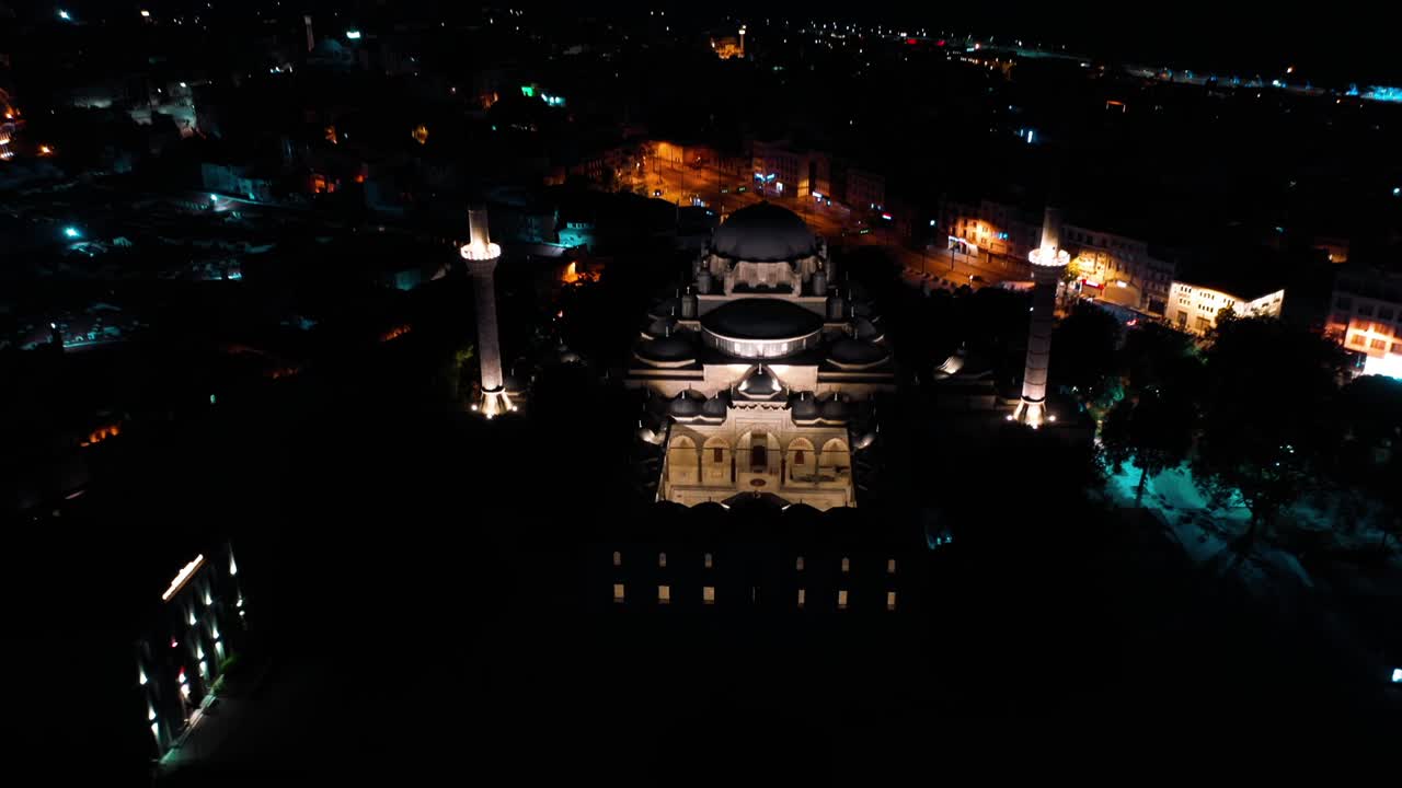 이스탄불의 바예지드 모스크의 야간 풍경, 터키에서 4k 영상