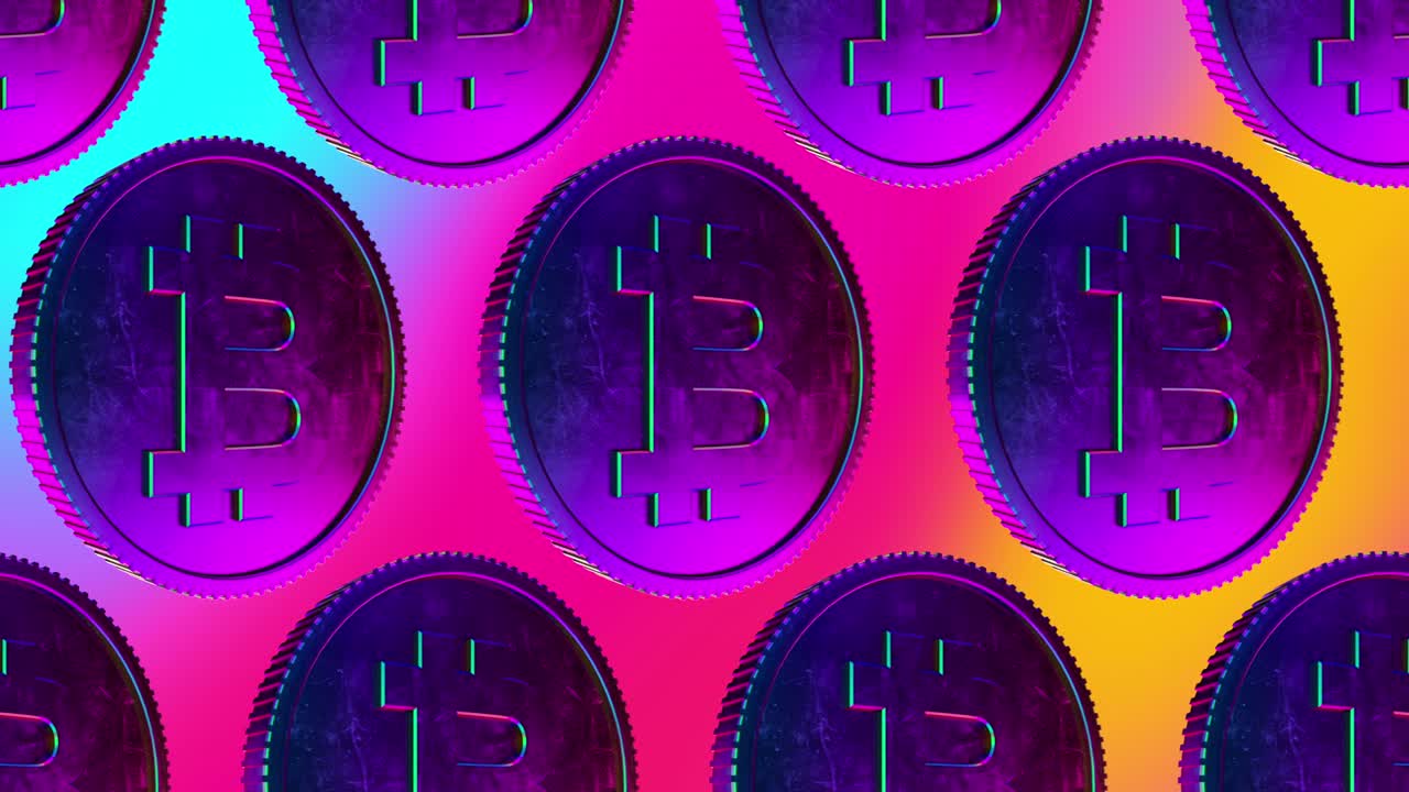 4k Spinning Colored Bitcoin Loop