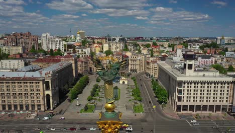 aerial view of kiev cityscape and monument