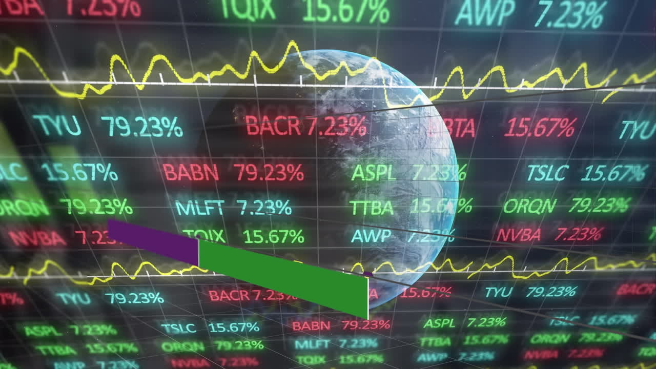 지구의 애니메이션, 통계 및 금융 데이터 처리