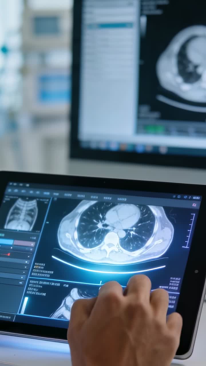 Professionista medico che analizza una TAC su tablet digitale