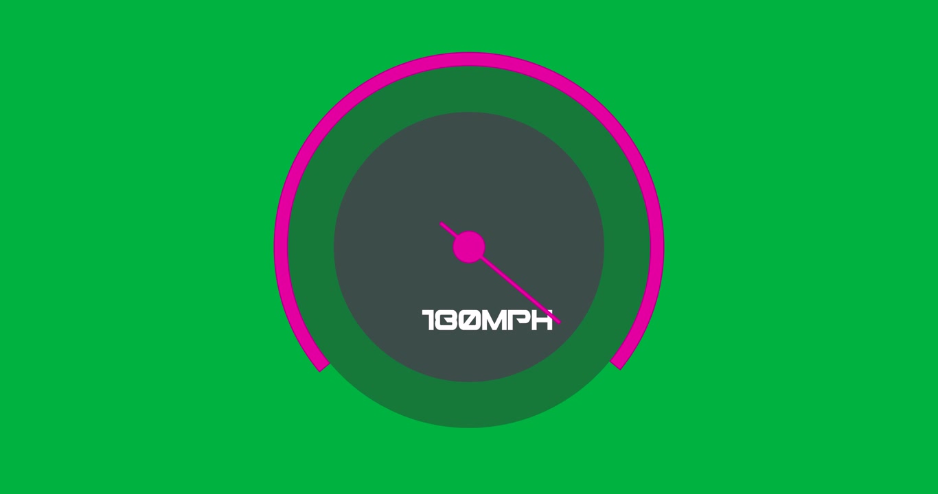 Animation of car speedometer on transparent background