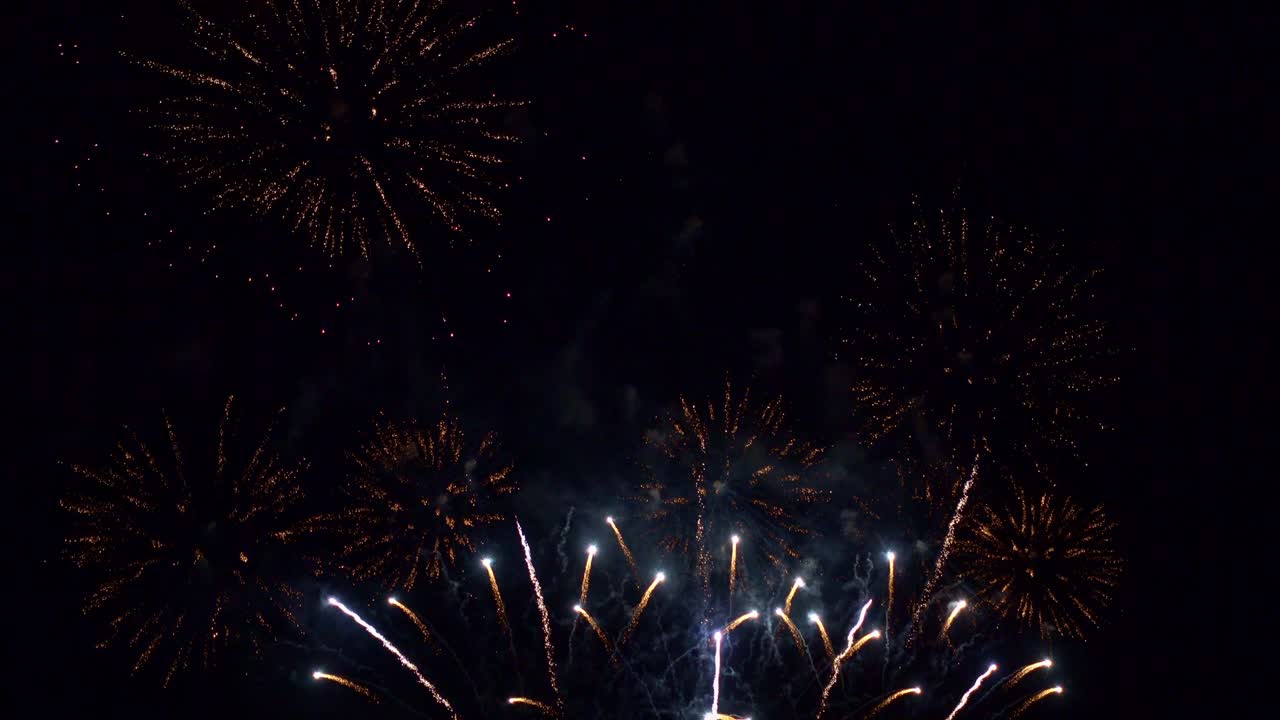 Beautiful colourful fire work display at night for celebration in festival