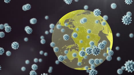 animación de la caída de las células de covid-19 en todo el globo