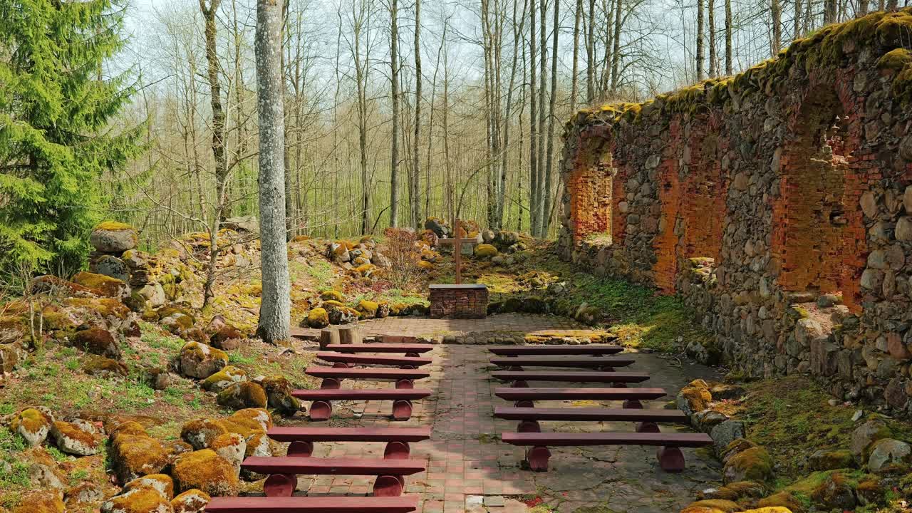 Historic 1783 Zvārde church ruins turned into open-air worship site amid Latvian