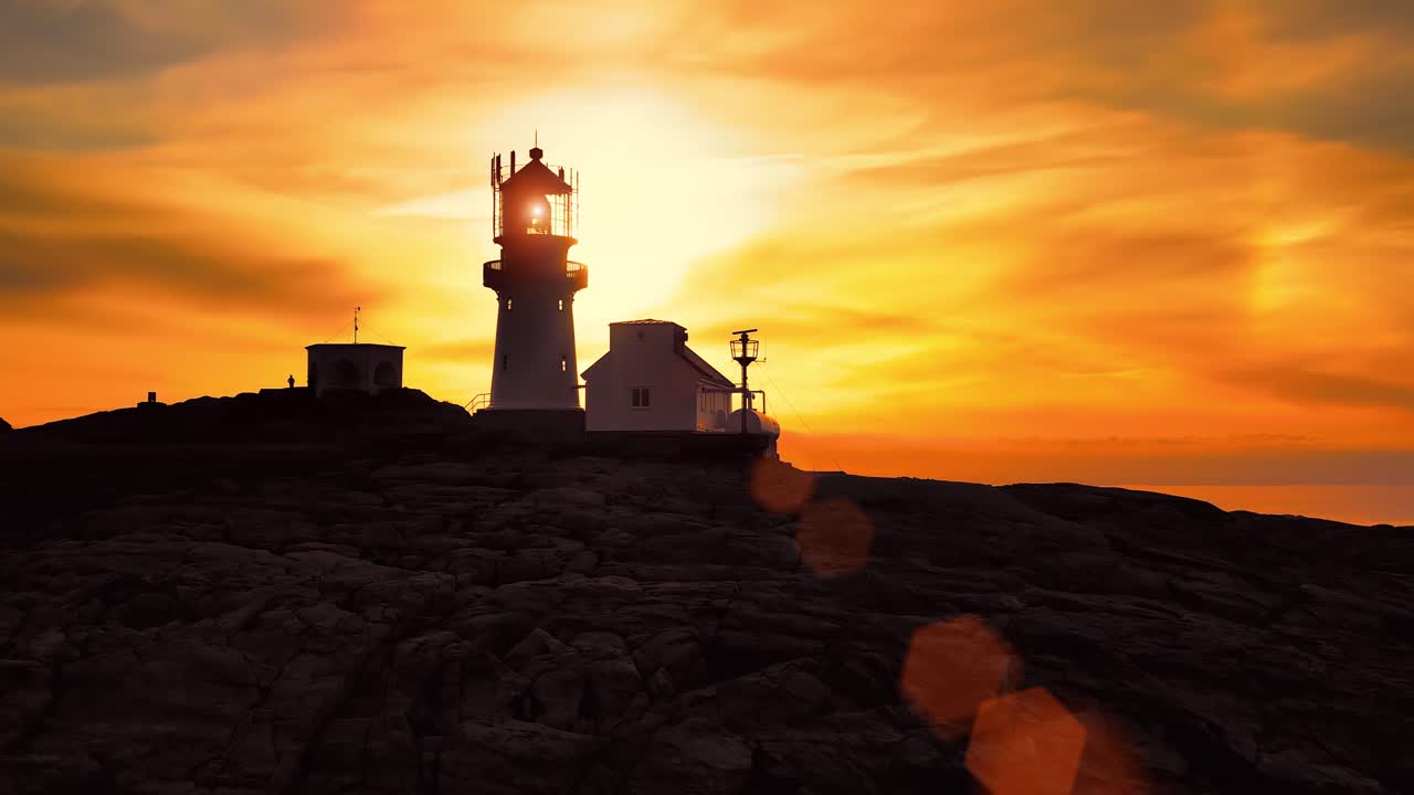 해안 등대. 린데스네스 등대는 노르웨이의 가장 남쪽 끝에 있는 해안 등대입니다.