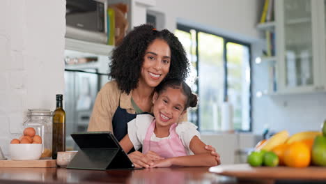 Kitchen,-cooking-and-mom-portrait-with-child