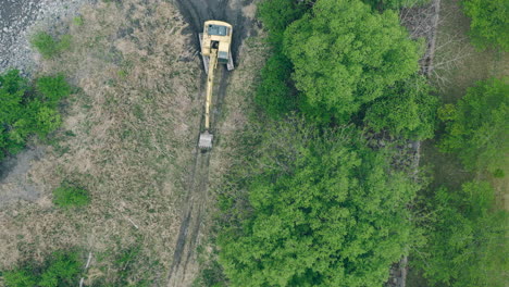 two deforestation excavators parked beside green trees in shizuoka, japan