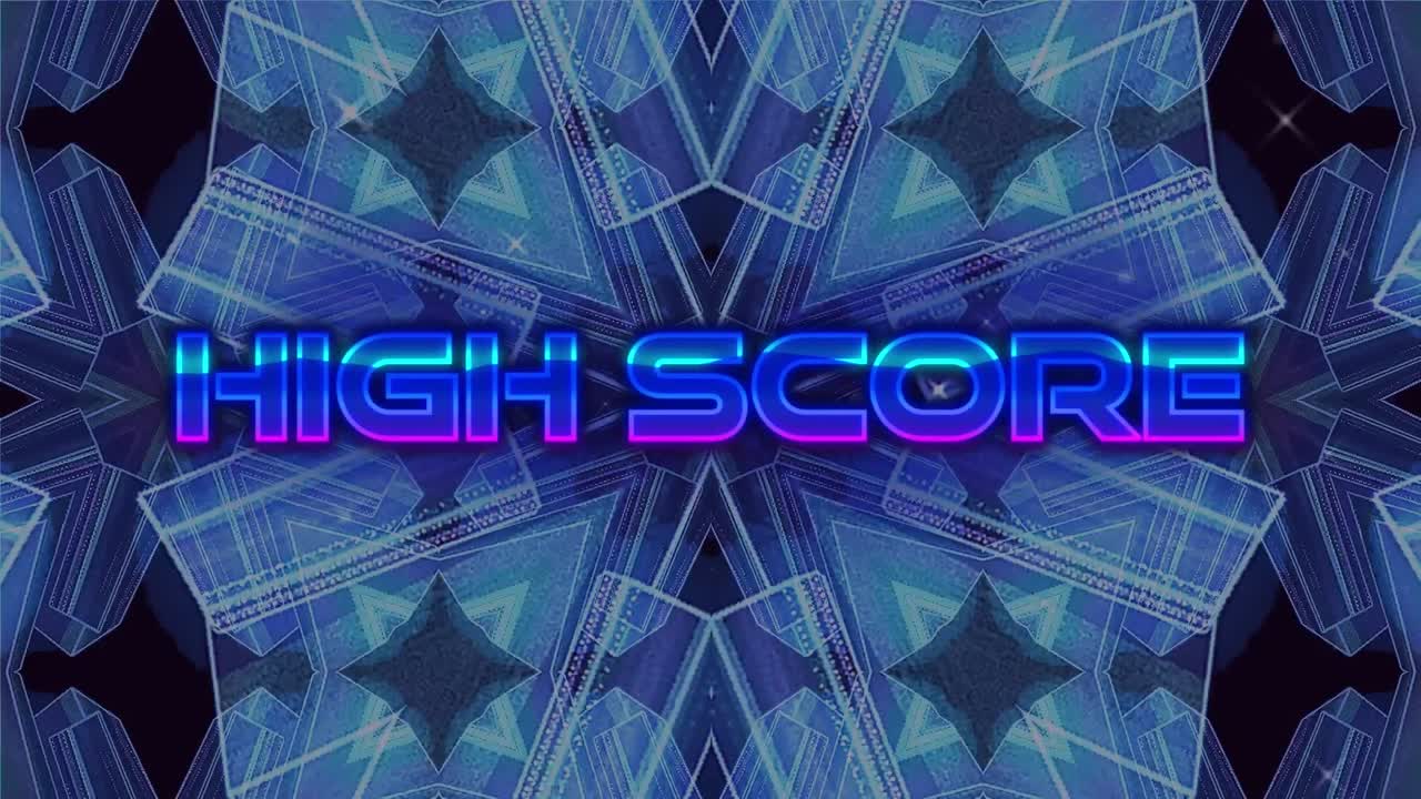 어두운 배경에 움직이는 칼레이도스코픽 모양에 대한 높은 점수의 애니메이션