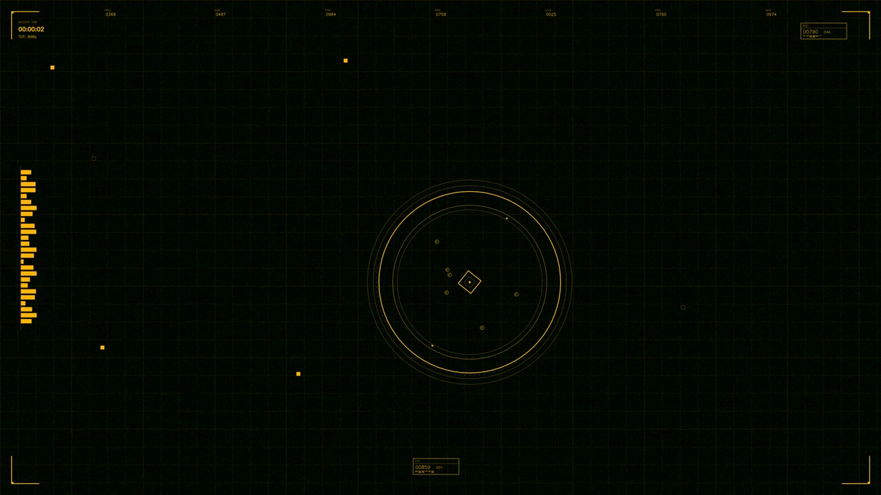 A military heads up interface used for tracking targets in sci fi and war video projects. The design features clear circular elements and grid patterns for accurate navigation