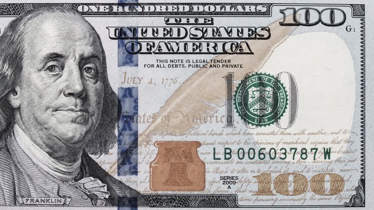 100달러 지폐의 일련 번호 변경, 스 모션, 클로즈업