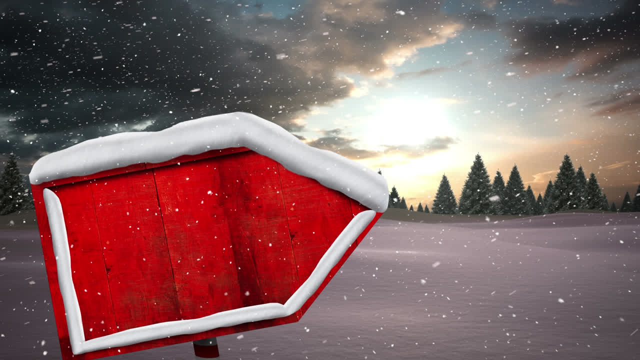 겨울 풍경 에 내리는 눈 위 에 나무 화살표 의 애니메이션