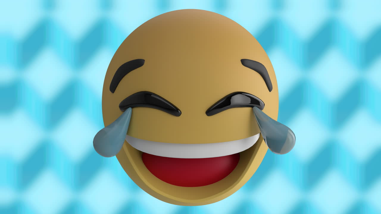 파란색 배경 위에 화가 난 이모지 애니메이션