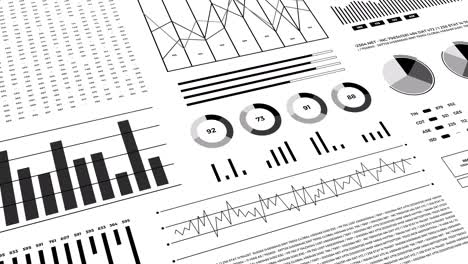 statistics, financial market data, analysis and reports, numbers and graphs. loopable animated opening video.