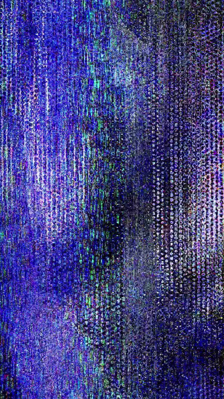 Motivo di glitch digitale astratto con linee verticali blu e verdi.