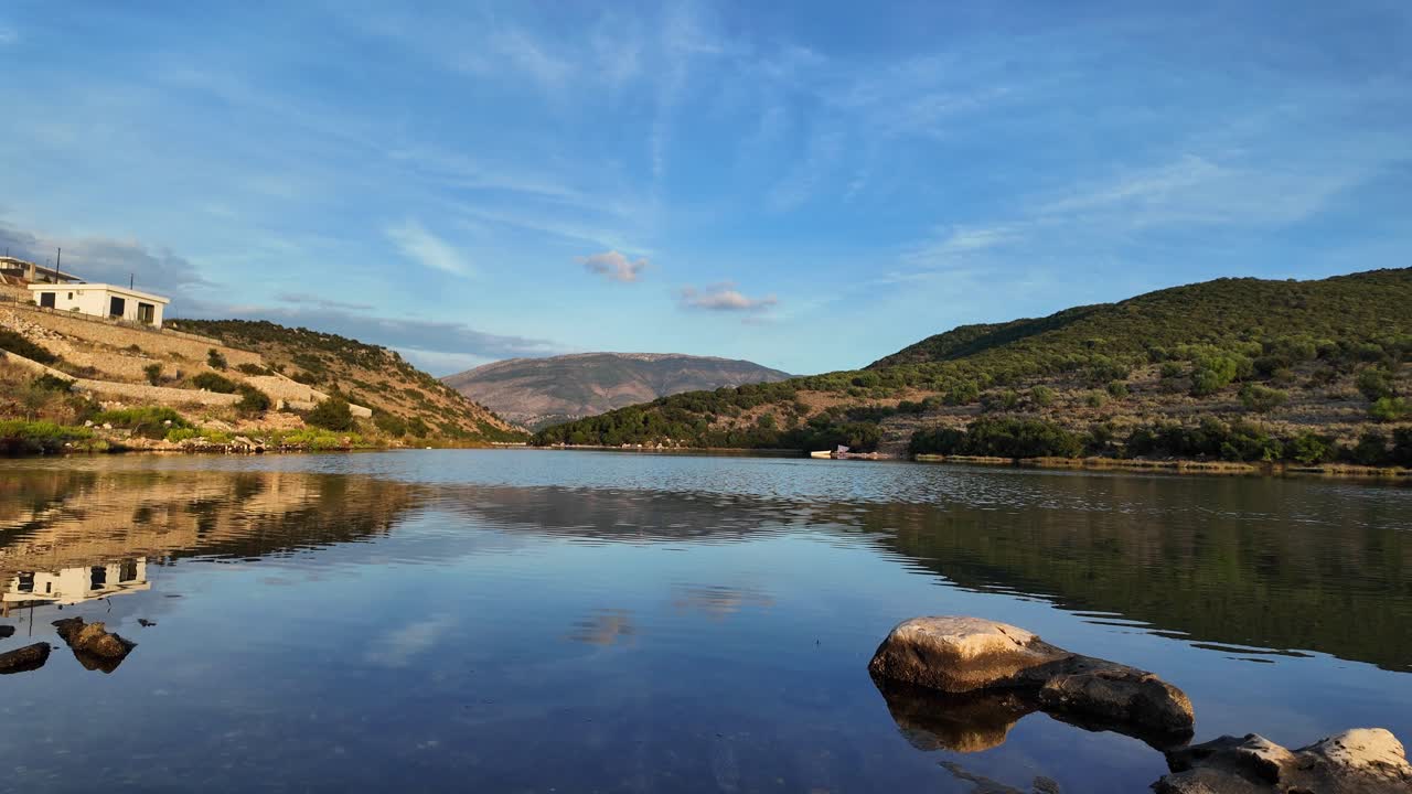 Ksamil lake nature landscape beautiful summer day Albania freshwater fishing spot