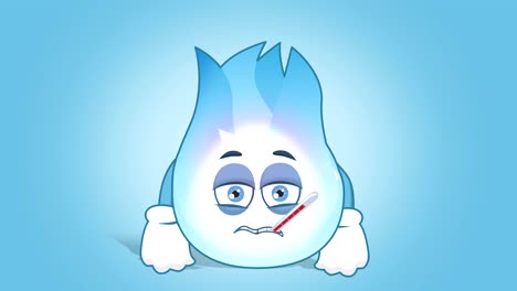 las llamas de gas de dibujos animados enferman mal con la animación de la cara alfa mate