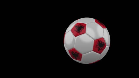 albania flag on flying soccer ball on transparent background, alpha channel