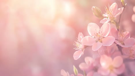 Soft-focus close-up of cherry blossoms in pastel hues, creating a dreamy atmosphere