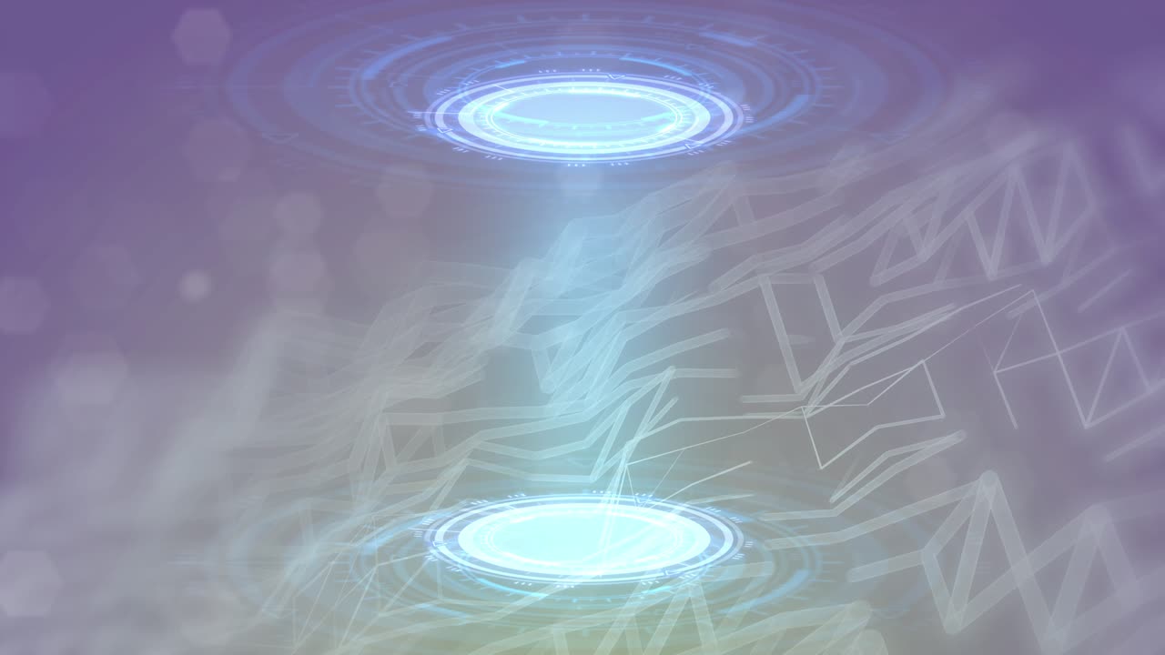 두 개의 ui 원의 추상적인 디지털 배경, 기술 개념