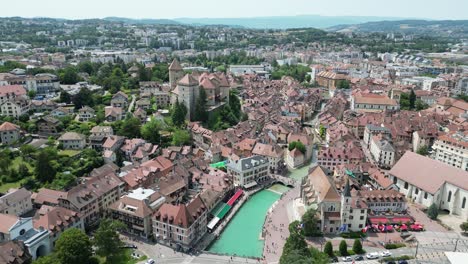 Annecy-France-Old-town-High-angle-drone-,-aerial