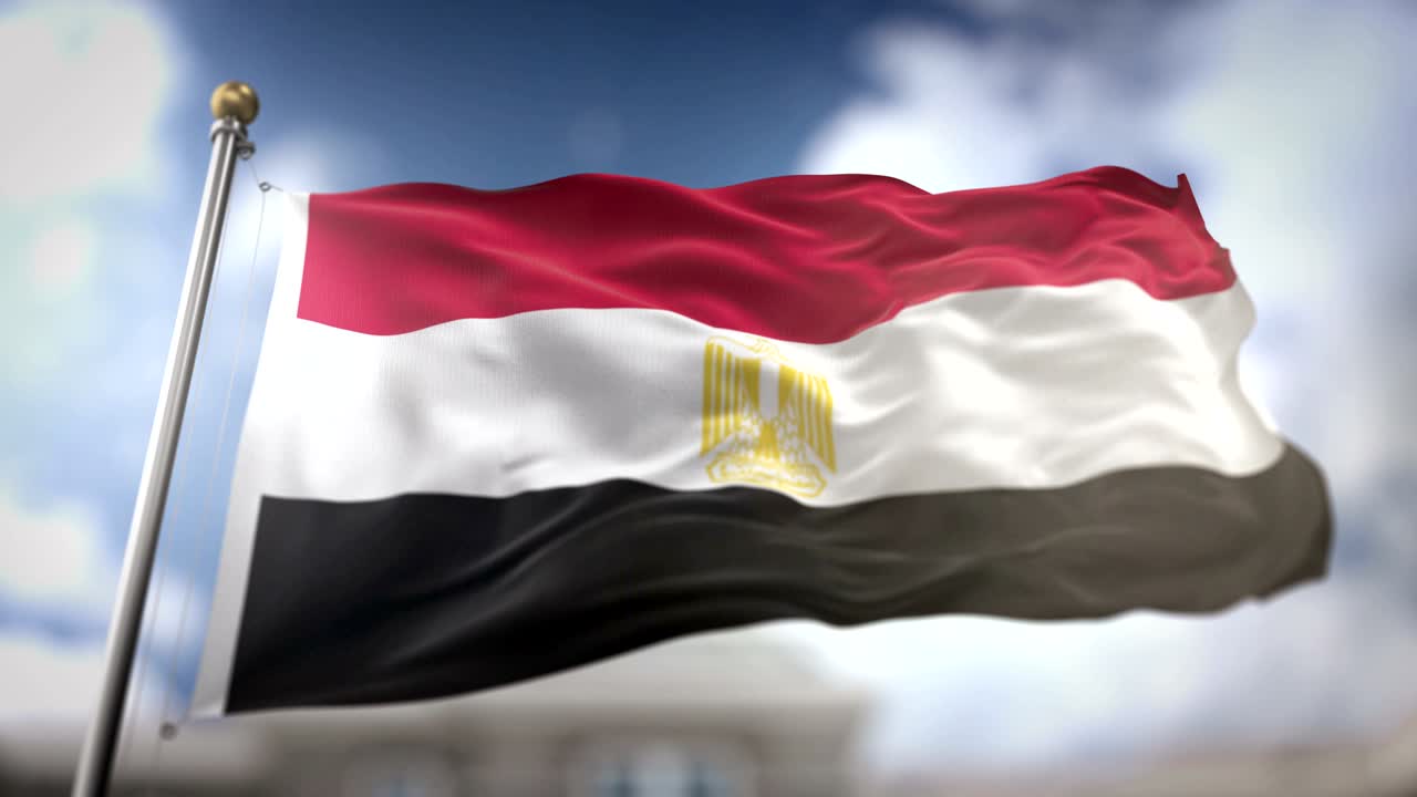 이집트 발이 흔들리는 느린 동작 3d 렌더링 파란 하늘 배경 - 시엄리스 루프 4k