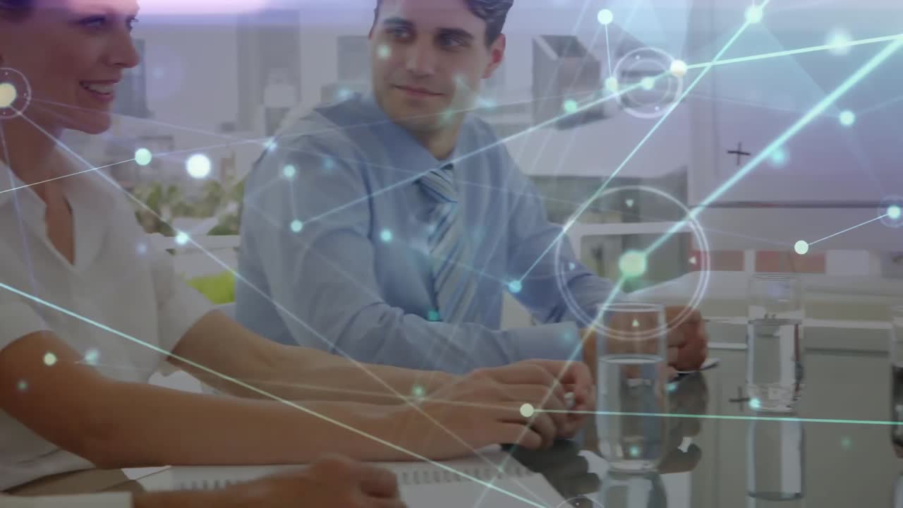 animación de la red de conexiones entre diversos empresarios