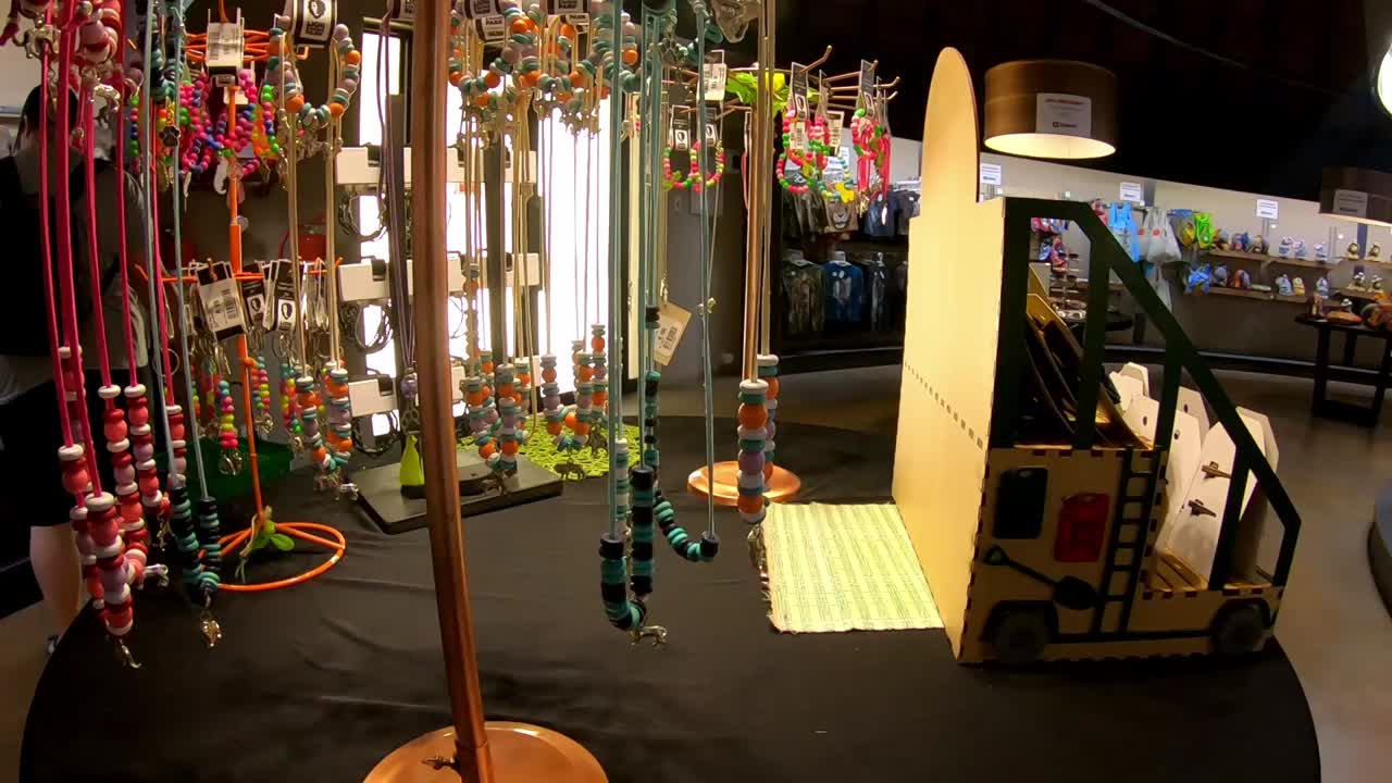 Beaded Necklaces hanging on a display
