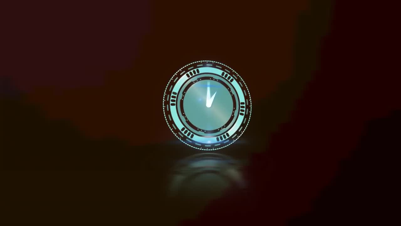 Animation of clock moving fast on black background
