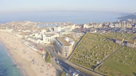 Uphill-beach-cemetery-graveyard-Marazion-England-aerial