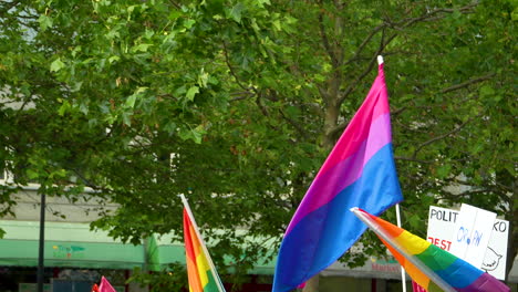 fluttering lgbt flags at the equality march