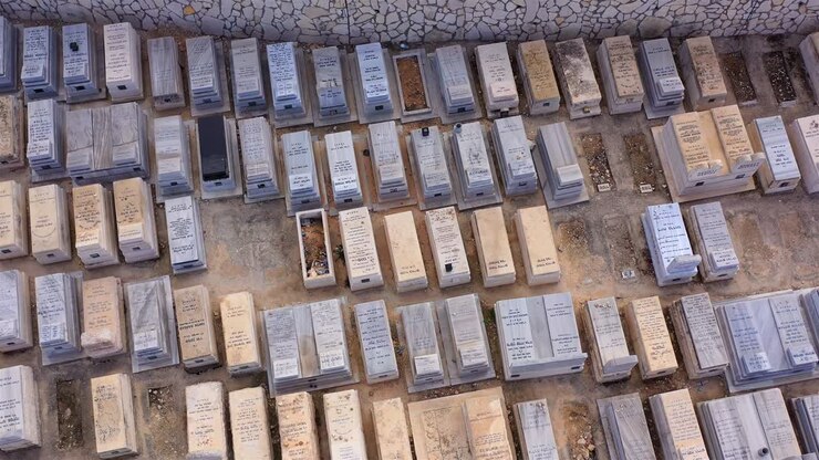 Aerial Footage Over Jerusalem Jewish Cemetery, Givat Shaul