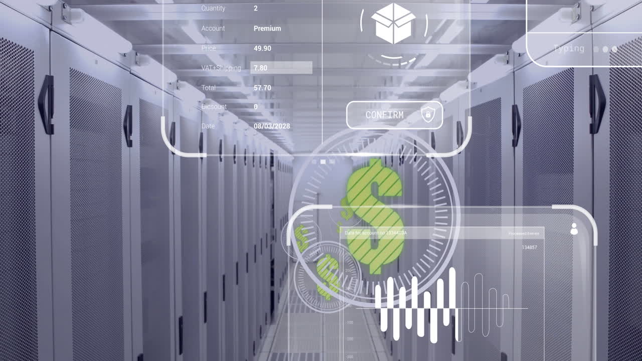 Data processing animation over servers in modern data center environment