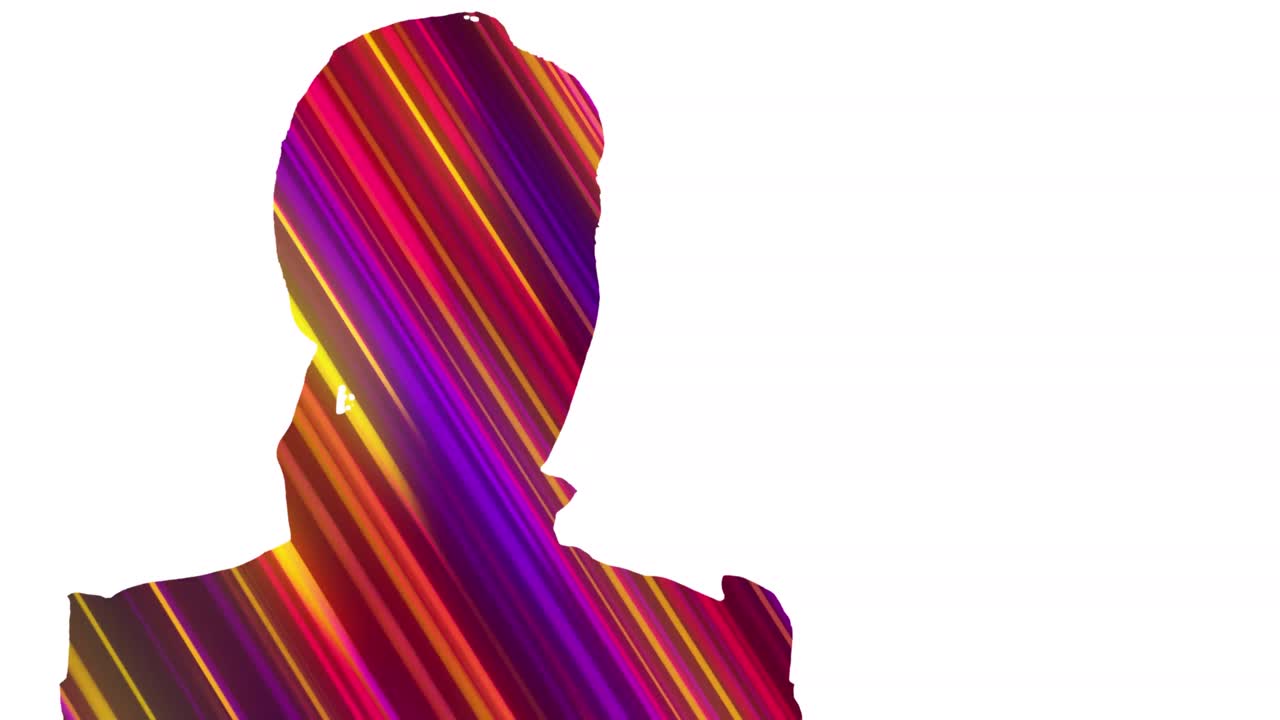 Animazione di silhouette di donna d'affari con scie luminose su sfondo bianco