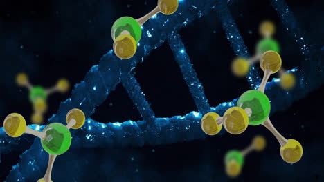 animación de moléculas sobre el giro de la cadena de adn