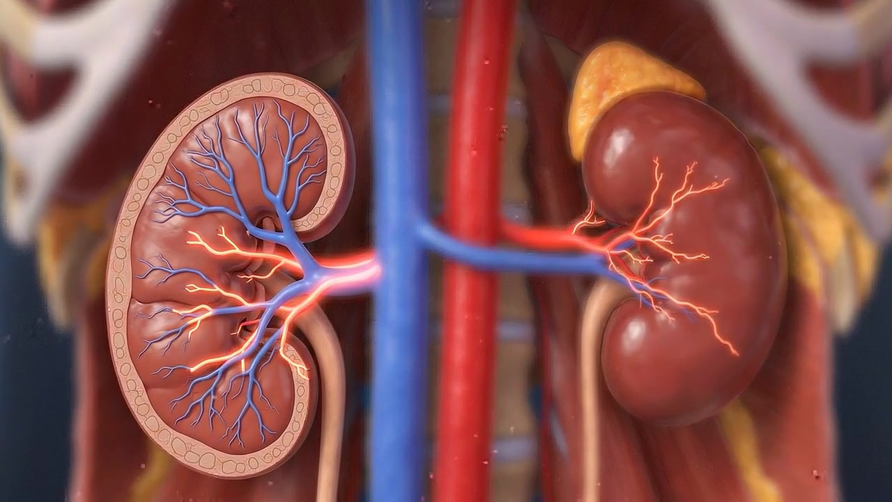 3D Medical Animation of Human Kidney Anatomy and Blood Flow