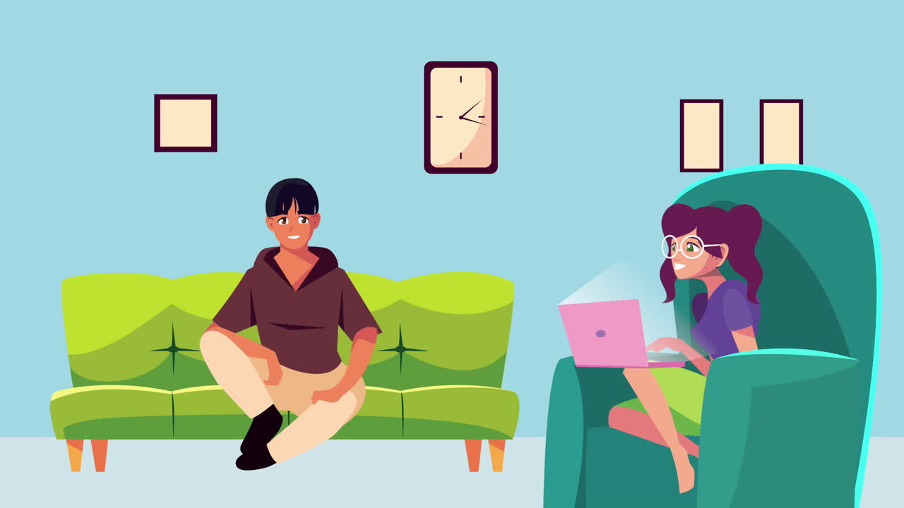 Couple stay at home campaign animation | Premium Stock Video Footage
